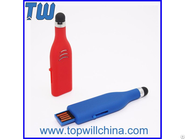 Plastic Stylus Pen Usb Flash Disk With Free Logo Printing