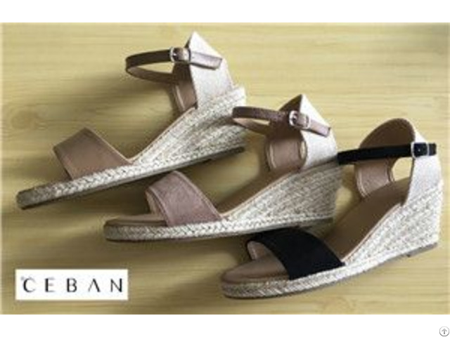 Women Wedge Soled Sandals Jute Outsole