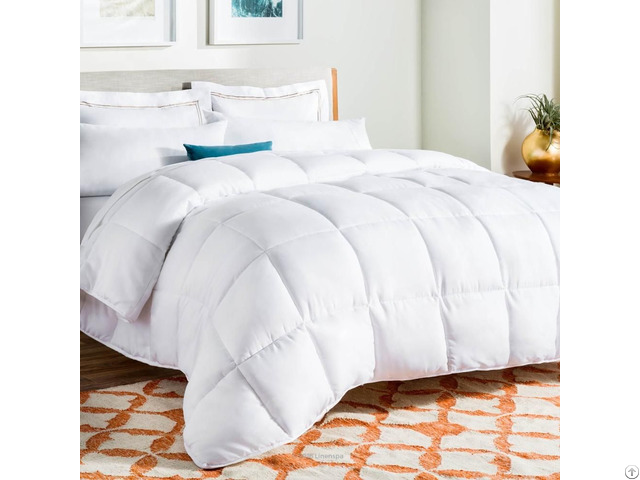 All Season White Down Alternative Quilted Comforter Corner Duvet Tabs Hypoallergenic