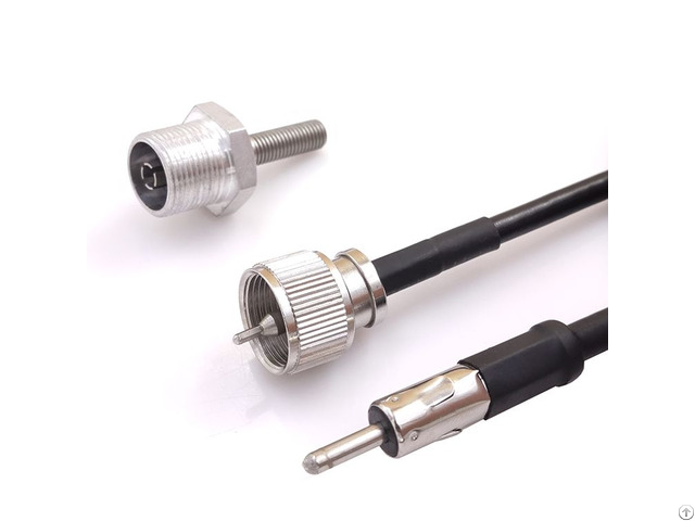 Pl259 Uhf With Hexagonal Adapter To Am Fm Male Plug Extension Lead For Radio Antenna