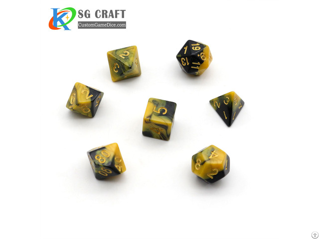 Yellow And Black Plastic Dice