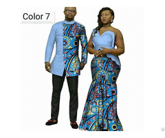 African Couple Cotton Clothing Wax Printing Women Dress And Men S Shirt