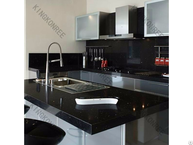 Classical Sparkle Black Quartz Stone Countertops Kitchen