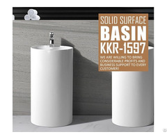 Kkr Factory Direct Sale Freestanding Solid Surface Bathroom Hand Wash Basin