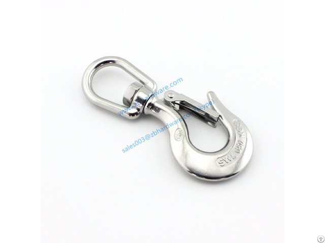 Heavy Duty Stainless Steel Cargo Snapcrane Lifiting Hook With Swivel Fork