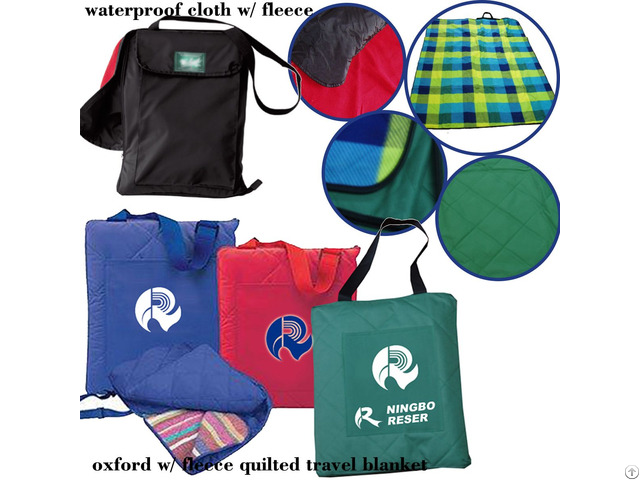 Waterproof Travel Blanket With Zippered Handbags