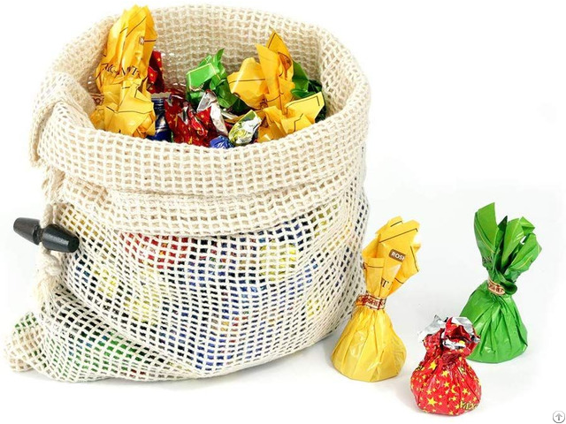 Zero Waste Sustainable Organic Cotton Mesh Bags For Fruit And Vegetable