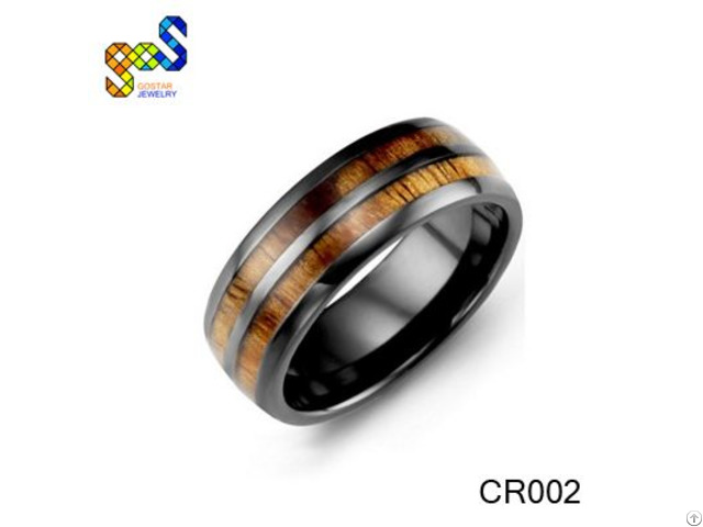 Ceramic Wood Ring Design And Polished Shiny