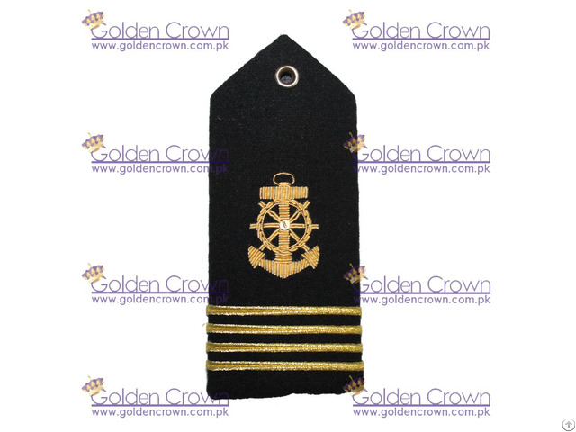 Four Bars Captain Epaulets Gold Anchor Navy American Shoulder Board