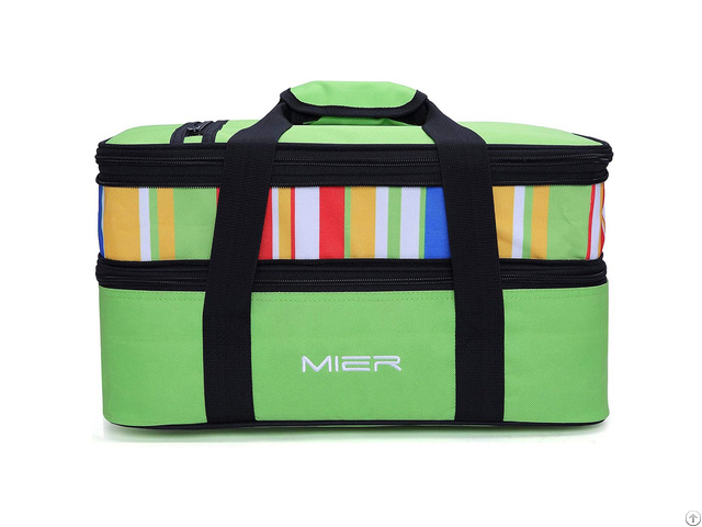 Mier Insulated Double Casserole Carrier Expandable Lunch Tote