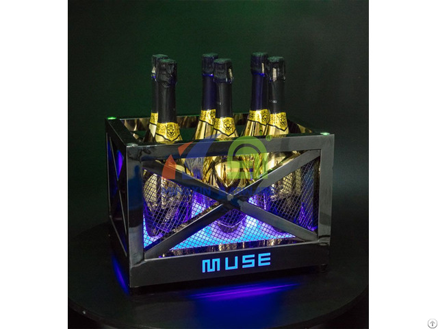 Metal Frame Led Ice Bucket With Laser Lighting