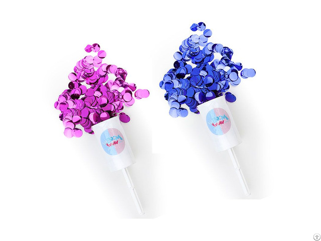 Boomwow Pink Blue Metallic Gender Reveal Push Pop Party Poppers Confetti