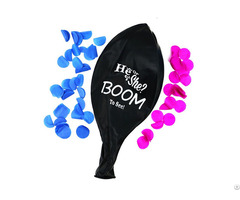 Boomwow 36inch Latex Printed He Or She Gender Reveal Black Balloon