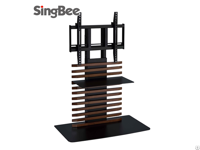 Height Adjustable Dark Pine Strip Decoration Tv Stand Sing Bee