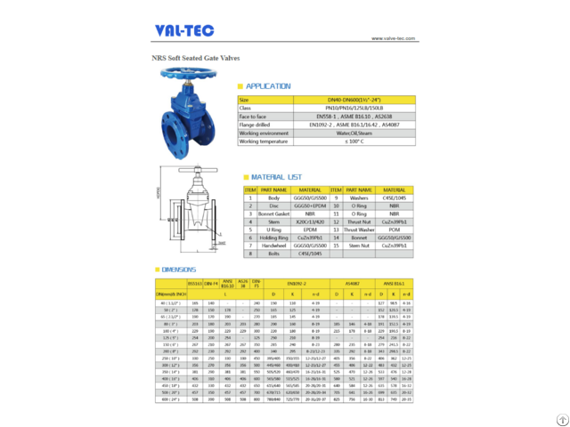 Nrs Soft Seated Gate Valves