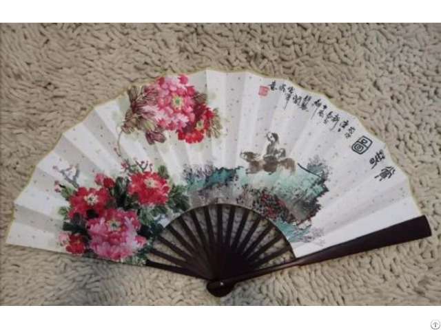 Paper Fan With Chinese Paintings