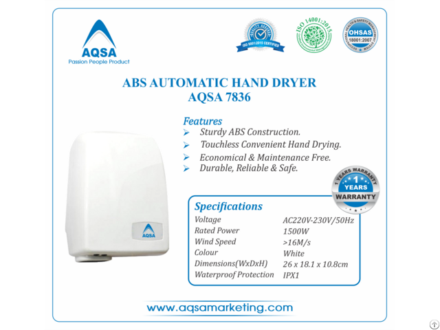 Abs Automatic Hand Dryer Aqsa 7836