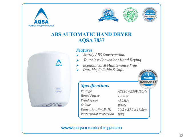 Abs Automatic Hand Dryer Aqsa 7837