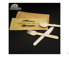 Wood Fork Knife And Spoon In Paper Bag