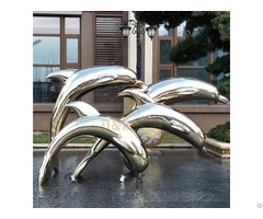 Life Size Stainless Steel Dolphin Sculpture For Garden Theme Decoration