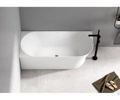 Freestanding Space Saving Acrylic White Glossy Corner Bathtub