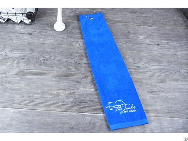 Wholesale Blue Hand Towel Velvet Pile Golf Towels With Clip