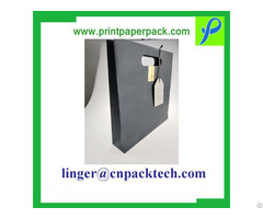 Black Custom Printing Pouch Paper Bag With Spot Uv And Hanger Tag