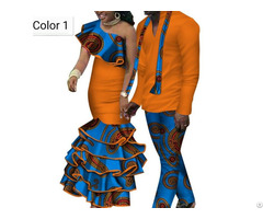 African Couple Cotton Clothing Wax Printing Women Skirt And Men S Shirt Pants