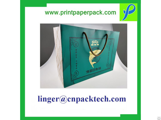 Four Color Printing Gloss Lamination Rope Handle Paper Bag
