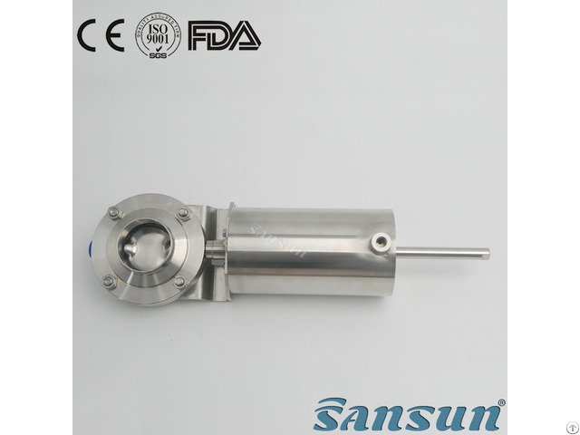 Sanitary Stainless Steel Pneumatic Dairy Butterfly Valve Weld End