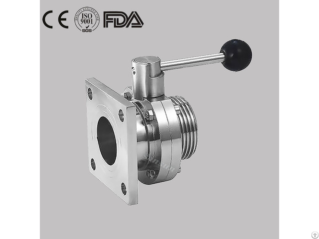 Stainless Steel Food Grade Sanitary Hygienic Manual Flange Male Butterfly Valve