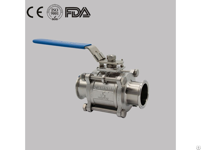 Sanitary Stainless Steel Manual Hygienic 3 Pcs Non Retention Ball Valve