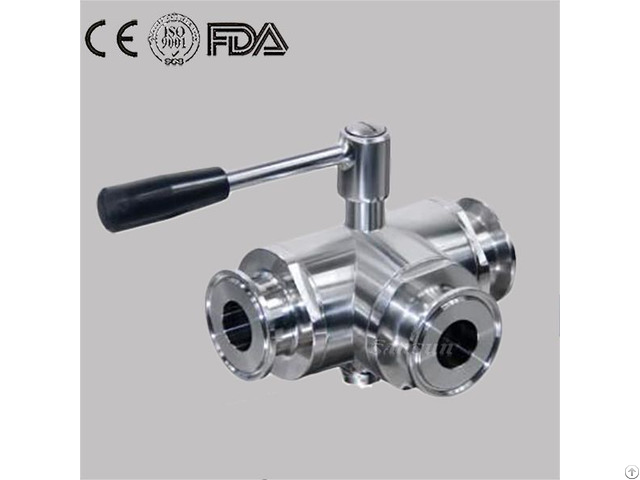 Sanitery Stainless Steel Food Grade Hygienic Manual Clamped 3 Way Ball Valve