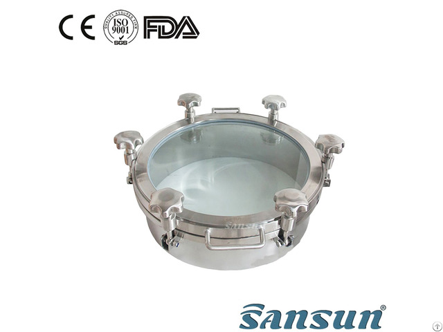 Sanitary Tank Stainless Steel Sight Glass Manhole Cover With Pressure