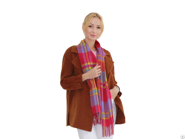 Colorful Cashmere Scarf Plaid Women