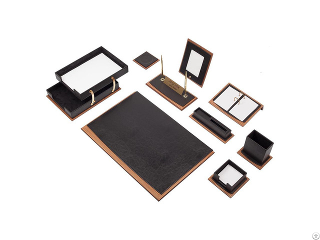 Star Lux Leather Desk Set 12 Accessories