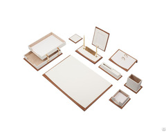 Star Lux Leather Desk Set 12 Accessories White
