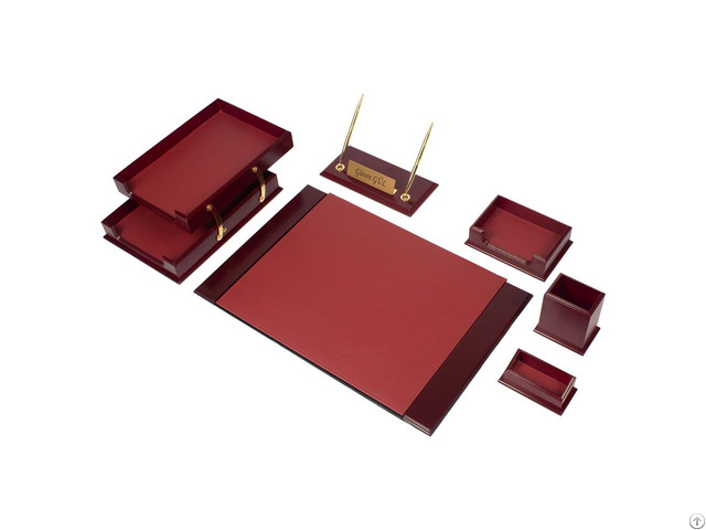 Prestige Wood Desk Set 8 Accessories Guner Ofis