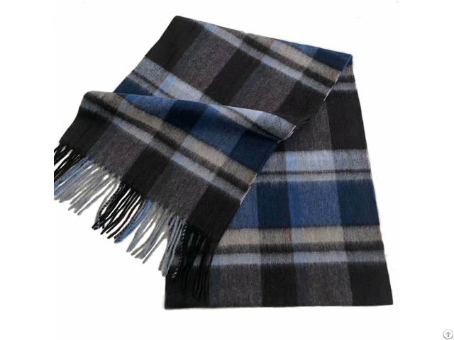 Mens Brown Cashmere Scarf Plaid