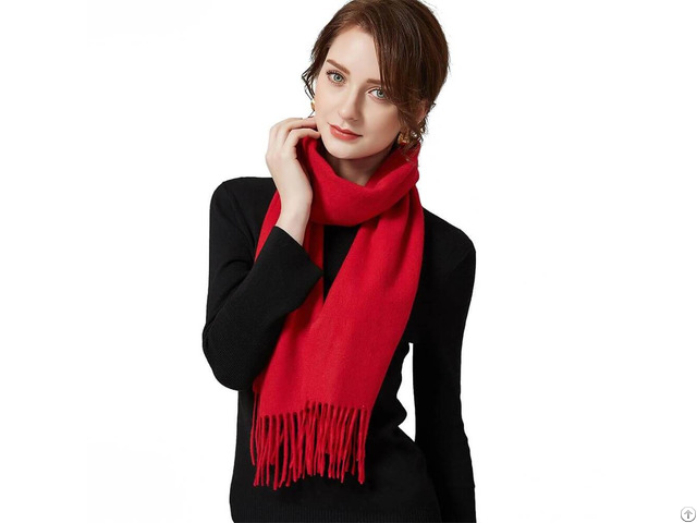 Bright Red Cashmere Scarf Women