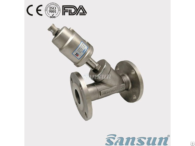 Sanitary Flange Angle Seat Valve With Pneumatic Actuator