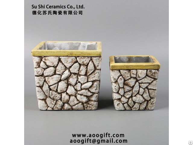 Artificial Stone Wall Style Daily Garden Decoration Cement Flower Pot