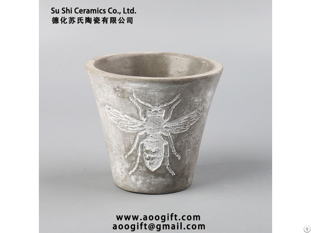 Nordic Garden Decoration Simple Insect Pattern Cement Flower Pot