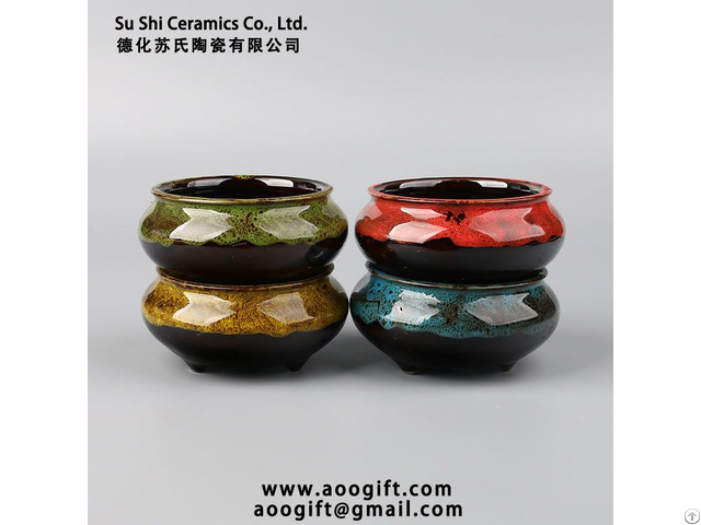 Creative Colorful Glaze Mini Flowerpot Color Can Be Customized