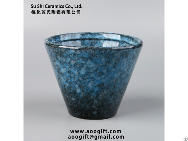 Ceramic Flowerpot With Starry Sky Glaze Effect Succulent Plant