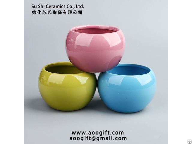 Mini Spherical Multicolor Ceramic Flowerpot Color Can Be Customized