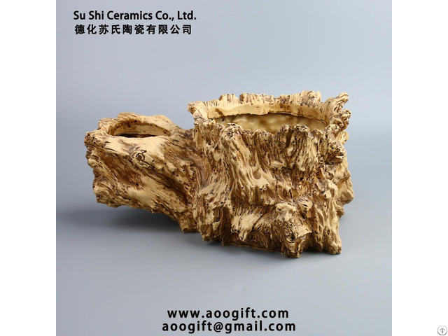 Imitation Wood Personality Porous Multi Layer Resin Flower Pot