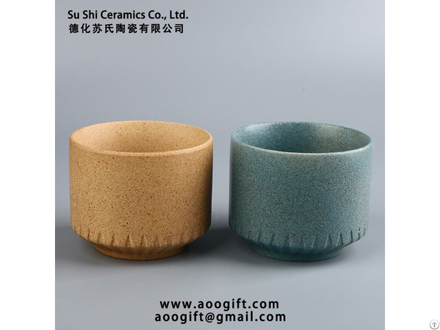 Stoneware Simple Style Small Flower Pot