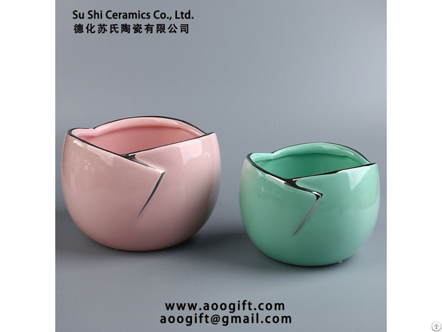 European Simple Light Luxury Style Electroplating Flower Pot