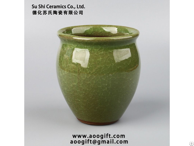 Ice Cracked Glaze Ceramic Desktop Plant Flower Pot